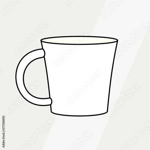 Tea cup simple form vector illustration. Vector line illustration isolated mug logo icon cafe menu banner flayer. Tea cup logo coffee shop. Silhouette tea cup demitasse coffee mug isolated background