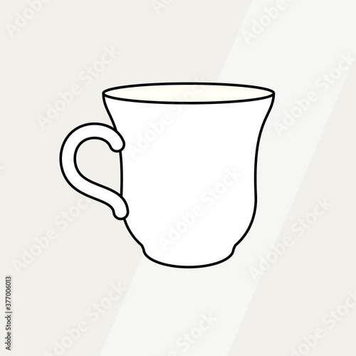Tea cup simple form vector illustration. Vector line illustration isolated mug logo icon cafe menu banner flayer. Tea cup logo coffee shop. Silhouette tea cup demitasse coffee mug isolated background