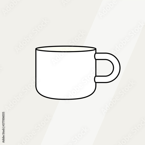 Tea cup simple form vector illustration. Vector line illustration isolated mug logo icon cafe menu banner flayer. Tea cup logo coffee shop. Silhouette tea cup demitasse coffee mug isolated background