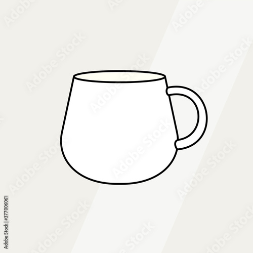 Tea cup simple form vector illustration. Vector line illustration isolated mug logo icon cafe menu banner flayer. Tea cup logo coffee shop. Silhouette tea cup demitasse coffee mug isolated background