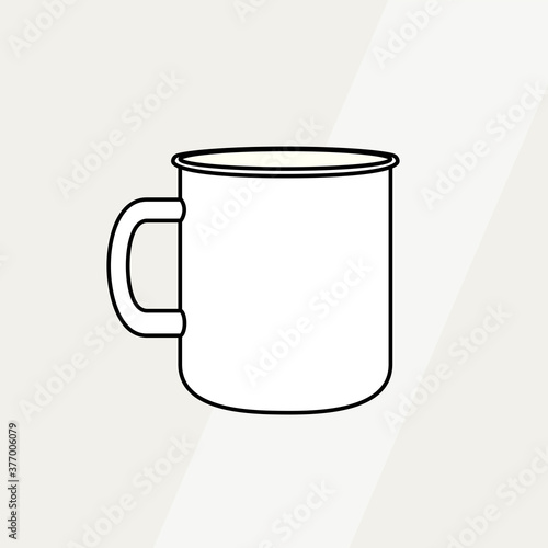 Tea cup simple form vector illustration. Vector line illustration isolated mug logo icon cafe menu banner flayer. Tea cup logo coffee shop. Silhouette tea cup demitasse coffee mug isolated background