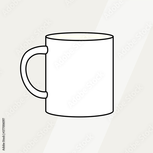 Tea cup simple form vector illustration. Vector line illustration isolated mug logo icon cafe menu banner flayer. Tea cup logo coffee shop. Silhouette tea cup demitasse coffee mug isolated background