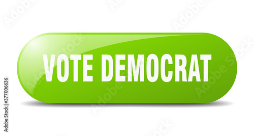 vote democrat button. sticker. banner. rounded glass sign
