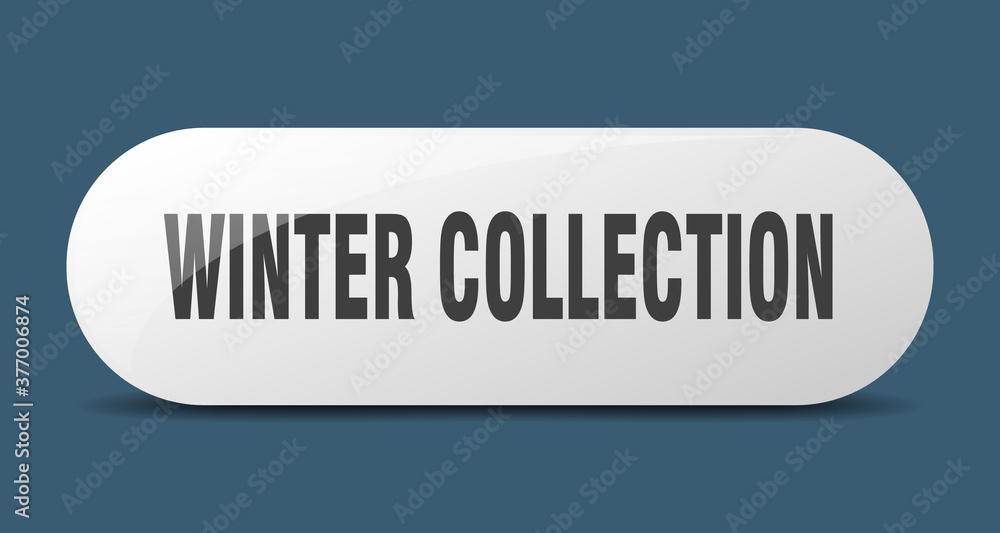 winter collection button. sticker. banner. rounded glass sign