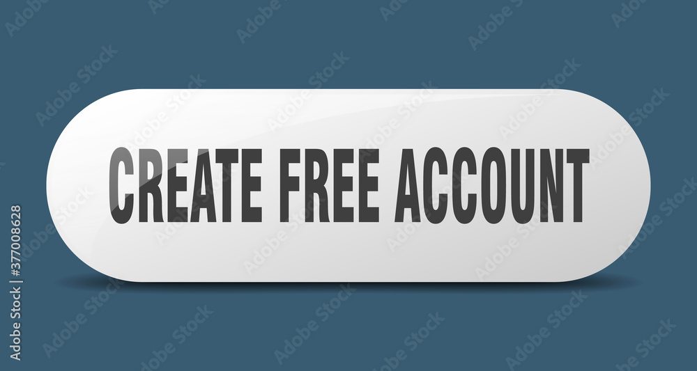 create free account button. sticker. banner. rounded glass sign create free account button. sticker. banner. rounded glass sign