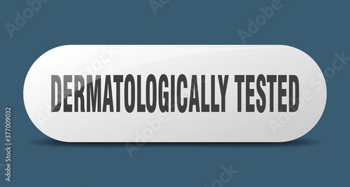 dermatologically tested button. sticker. banner. rounded glass sign