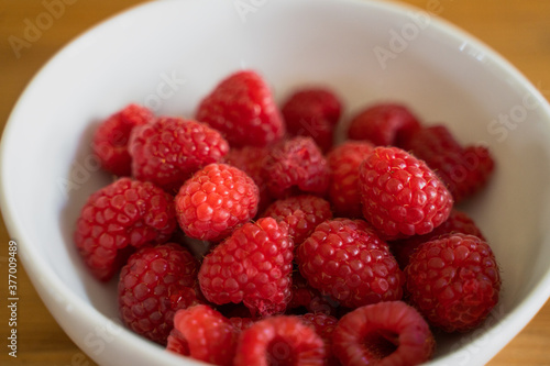 closeup of summer raspberries