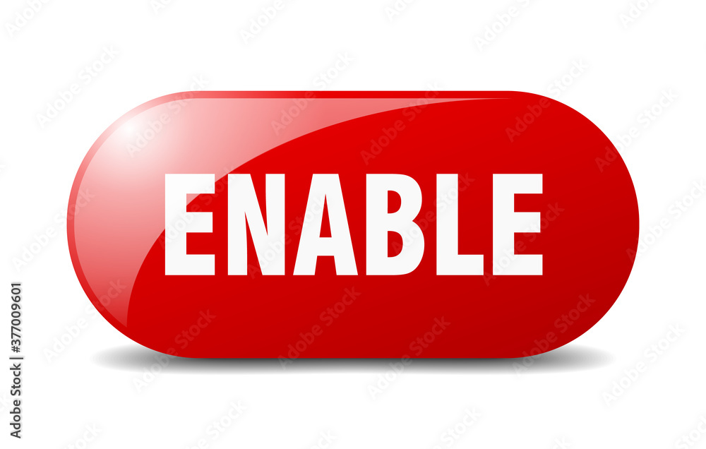 enable button. sticker. banner. rounded glass sign enable button. sticker. banner. rounded glass sign