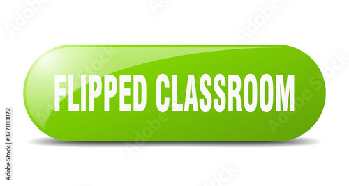 flipped classroom button. sticker. banner. rounded glass sign