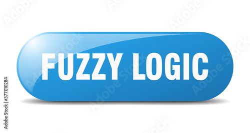 fuzzy logic button. sticker. banner. rounded glass sign