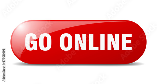 go online button. sticker. banner. rounded glass sign