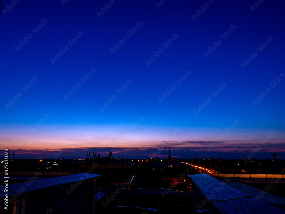 Aerial view over Szeged during the sunset Aerial view over Szeged during the sunset