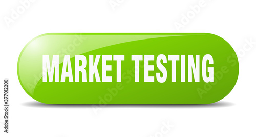 market testing button. sticker. banner. rounded glass sign