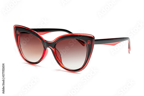 Glamorous women's sunglasses isolated on white background.