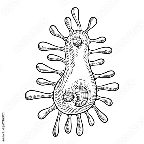 Virus bacteria icon, outline hand drawn style