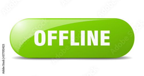 offline button. sticker. banner. rounded glass sign
