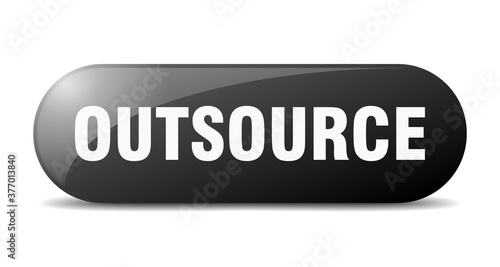 outsource button. sticker. banner. rounded glass sign