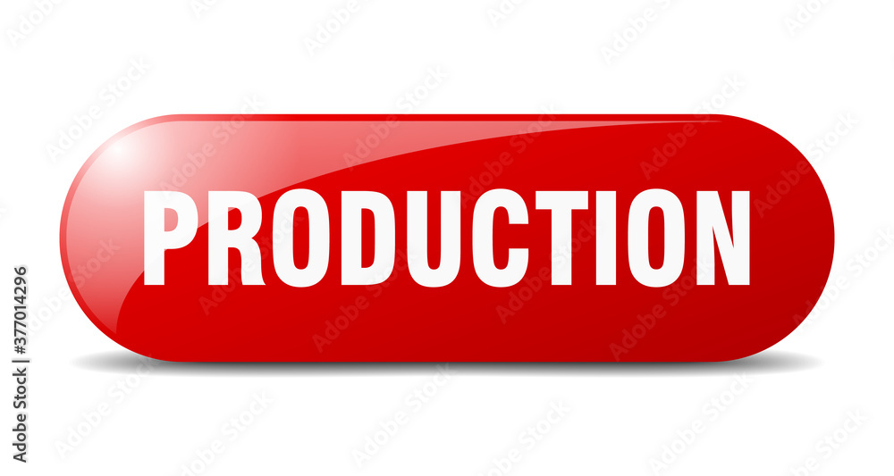 production button. sticker. banner. rounded glass sign production button. sticker. banner. rounded glass sign