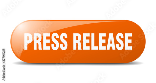 press release button. sticker. banner. rounded glass sign