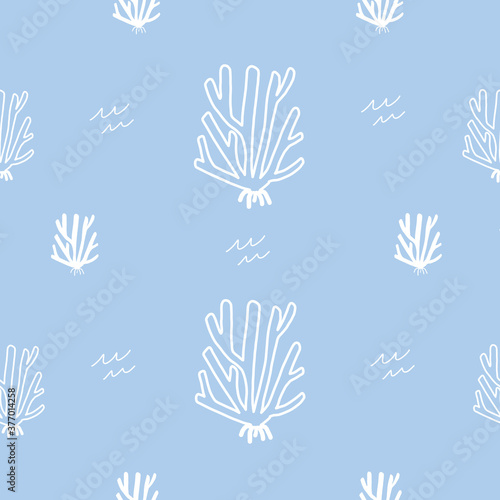 Baby Blue Coral Stock Water Ocean Seamless repeat vector pattern