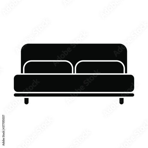 Vector double bed icon, hotel room sign.