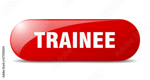 trainee button. sticker. banner. rounded glass sign