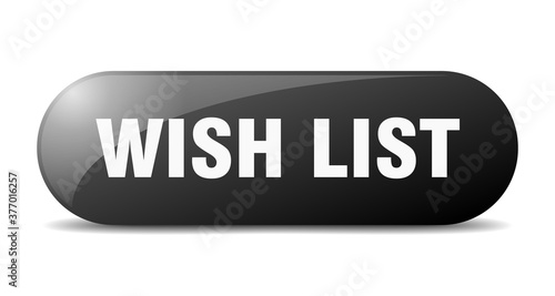 wish list button. sticker. banner. rounded glass sign