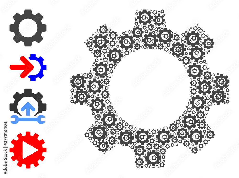 Vector gear composition is done from randomized recursive gear parts. Recursive combination from gear. Some other icons are present in this vector. Vector gear composition is done from randomized recursive gear parts. Recursive combination from gear. Some other icons are present in this vector.