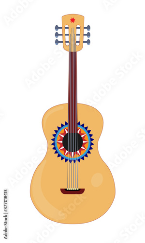 Guitarra con adornos azules