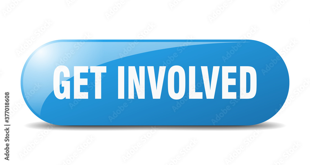 get involved button. sticker. banner. rounded glass sign get involved button. sticker. banner. rounded glass sign