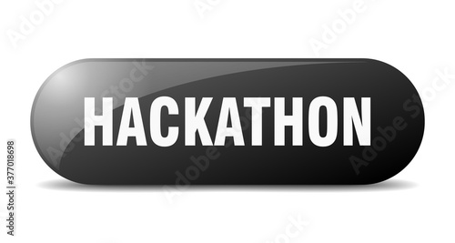 hackathon button. sticker. banner. rounded glass sign