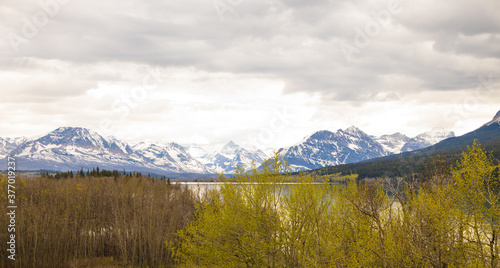 Lakeview and mountain background at Glacier National Park