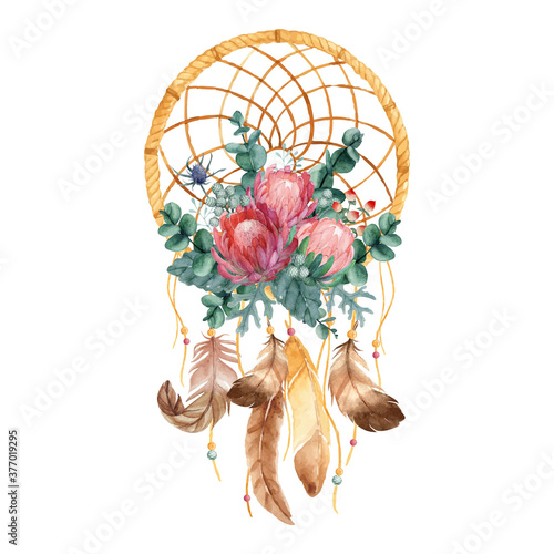 Beautiful dreamcatcher with floral arrangement
