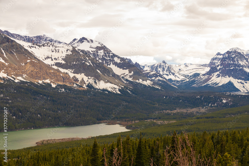 Lake view and mountain background at Glacier National Park Lake view and mountain background at Glacier National Park