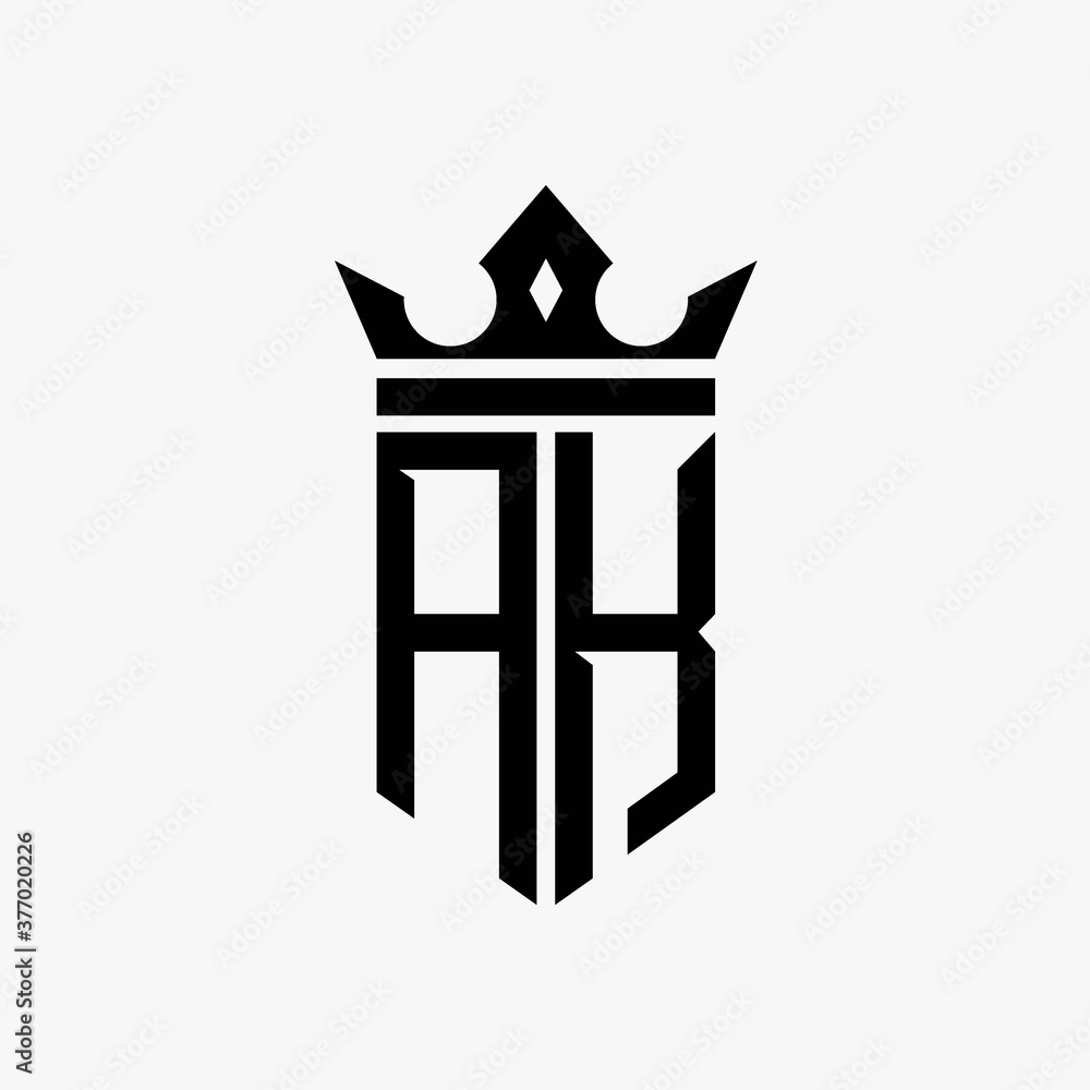 AK black color initial with crown logo template AK black color initial with crown logo template