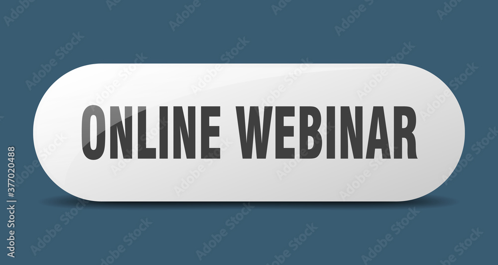 online webinar button. sticker. banner. rounded glass sign