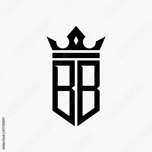 BB black color initial with crown logo template