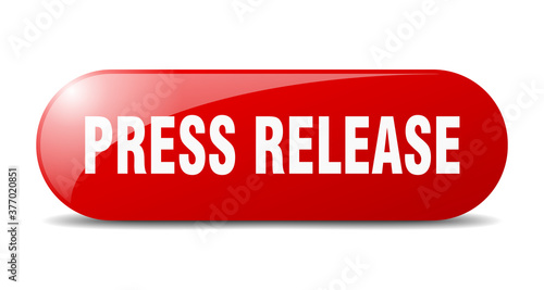 press release button. sticker. banner. rounded glass sign