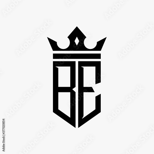 BE black color initial with crown logo template