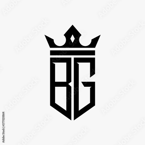 B G black color initial with crown logo template