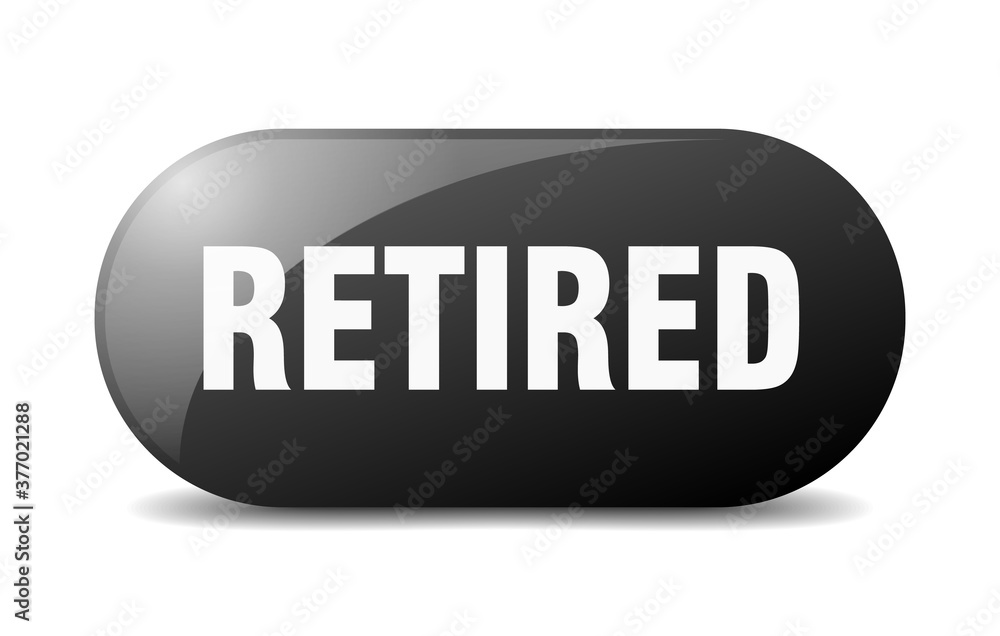 retired button. sticker. banner. rounded glass sign retired button. sticker. banner. rounded glass sign