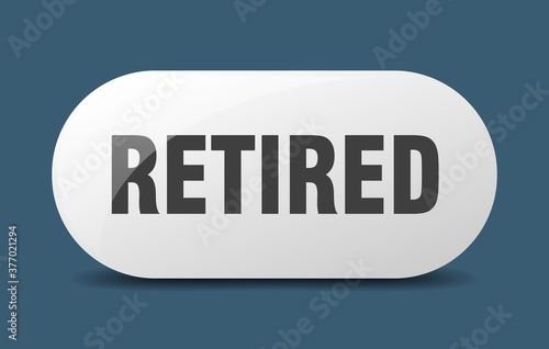 retired button. sticker. banner. rounded glass sign