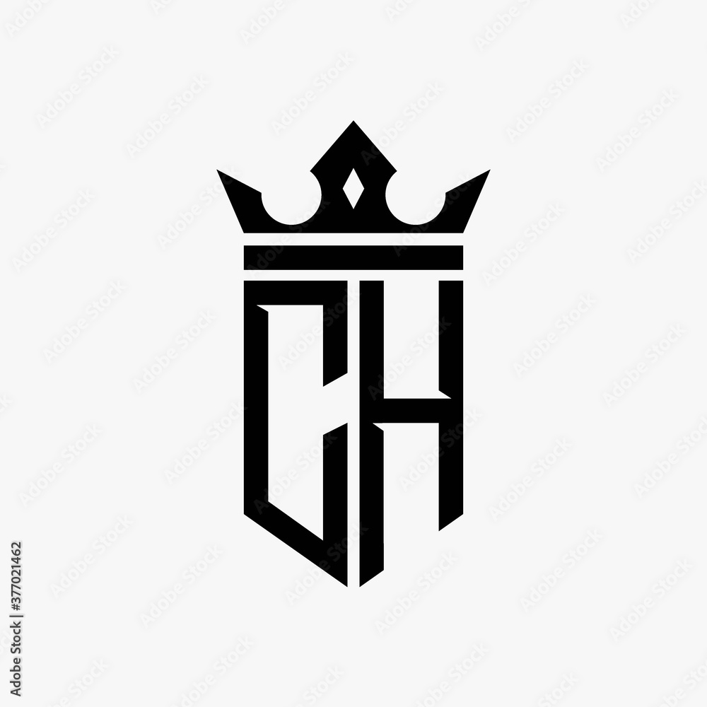 Fototapeta premium CH black color initial with crown logo template