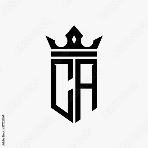 CA black color initial with crown logo template