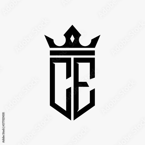 CE black color initial with crown logo template