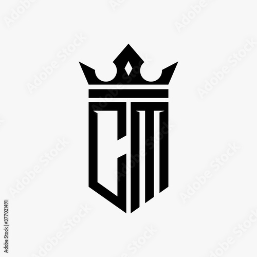 CM black color initial with crown logo template