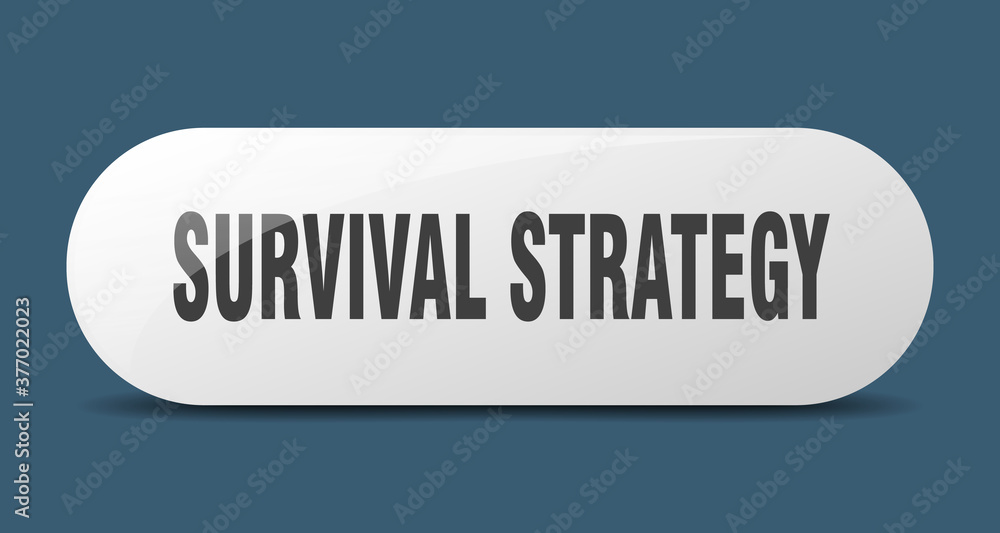 survival strategy button. sticker. banner. rounded glass sign