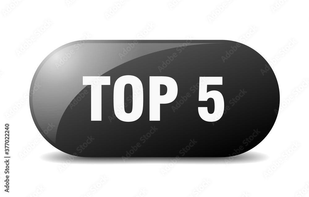 top 5 button. sticker. banner. rounded glass sign top 5 button. sticker. banner. rounded glass sign