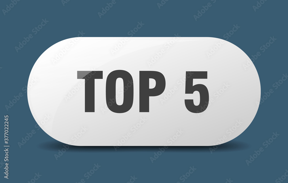 top 5 button. sticker. banner. rounded glass sign top 5 button. sticker. banner. rounded glass sign