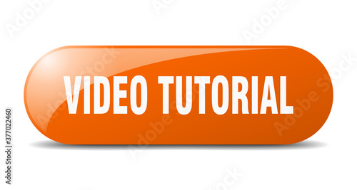 video tutorial button. sticker. banner. rounded glass sign